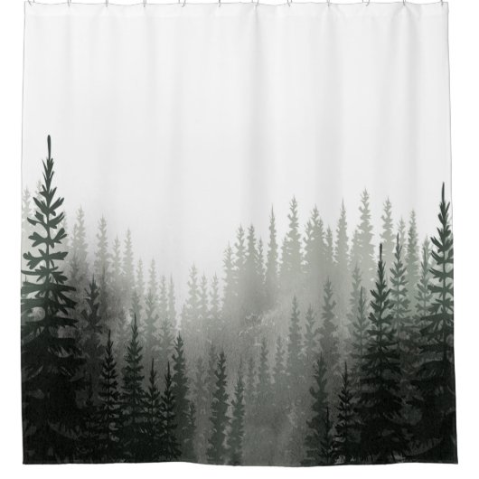 Rideaux De Douche Forêt de pin rustique (Devant)