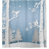 Rideaux De Douche Forêt d'hiver avec écureuils (Devant)