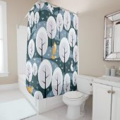 Rideaux De Douche Forêt d'hiver de Noël : Animaux Motifs sans coutur (En situation)