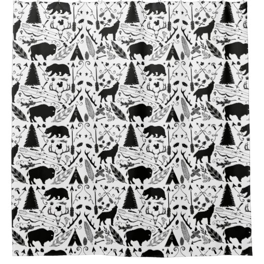 Rideaux De Douche Forêt et prairie Créatures Aventure Hipster (Devant)