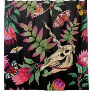 Rideaux De Douche Forêt magique Unicorn Motif foncé.