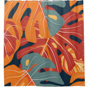 Rideaux De Douche Forêt tropicale : design de papier peint de fleurs
