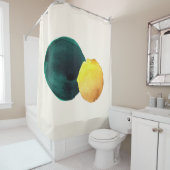 Rideaux De Douche Forme biologique Aquarelle Abstraite Jaune Vert (En situation)