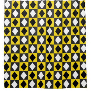 Rideaux De Douche Forme de diamant jaune noir blanc Rhombus