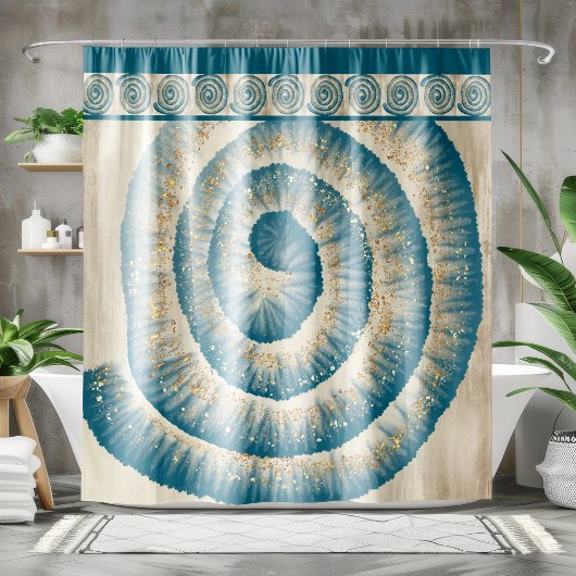 Rideaux De Douche Forme de spirale de coquille Nautilus Turquoise