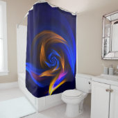 Rideaux De Douche Forme de tourbillon Abstrait Bleu orange (En situation)