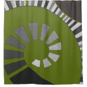 Rideaux De Douche Forme spirale, abstraite, pois, gris, verte (Devant)