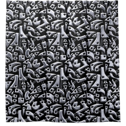 Rideaux De Douche Formes Abstraites 180318 - Argent brillant (Devant)