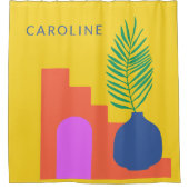 Rideaux De Douche Formes botaniques Whimsical Nom personnalisé (Devant)