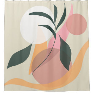 Rideaux De Douche Formes d'illustration végétale abstraite Rose