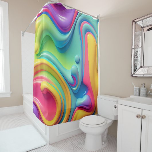 Rideaux De Douche Formes en plastique arc-en-ciel (En situation)