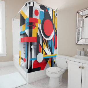 Rideaux De Douche Formes géométriques Abstraites colorées Bauhaus mo