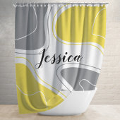 Rideaux De Douche Formes géométriques modernes en gris jaune Nom du