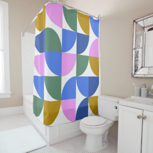 Rideaux De Douche Formes géométriques modernes et colorées Bleu p