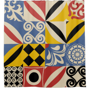 Rideaux De Douche Formes géométriques rétro : azulejos.