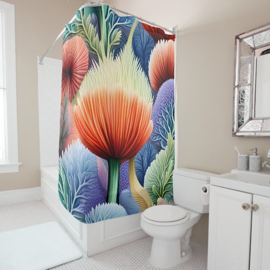 Rideaux De Douche Formes maritimes Abstraites (En situation)