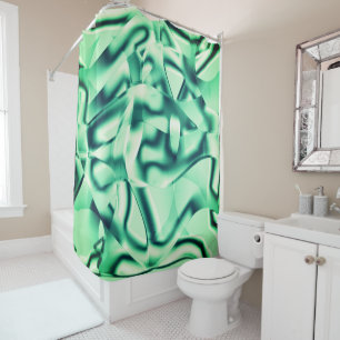 Rideaux De Douche Formes vertes courbées d'acrylique, tonalités ment