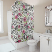 Rideaux De Douche Fourrure animale et fleurs (En situation)