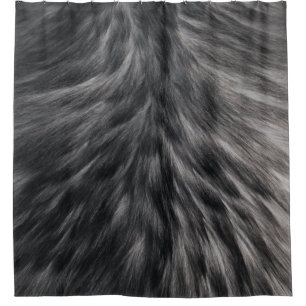 Rideaux De Douche Fourrure Faux de luxe Imprimé noir Gris Mink Chev