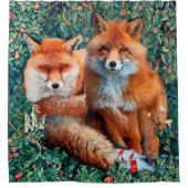 RIDEAUX DE DOUCHE FOXES ROUGES PARMI LA VERDURE, LE FOLIAGE ET LES F (Devant)