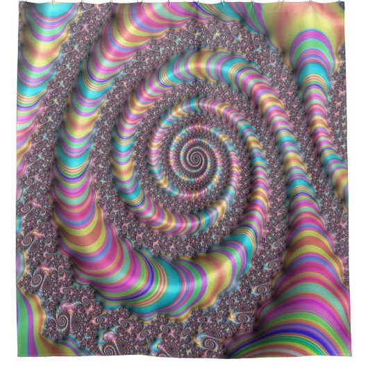 Rideaux De Douche Fractal brillant arc-en-ciel Nautilus Swirl (Devant)
