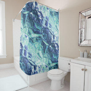 Rideaux De Douche fragments de souvenirs, cristal bleu vert :