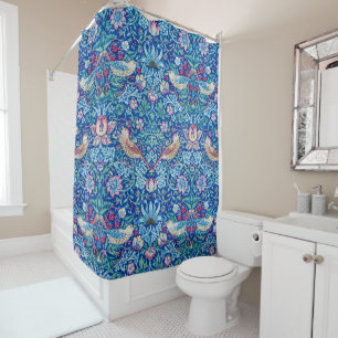 Rideaux De Douche Fraise Thief Bleu, William Morris Douche Curta