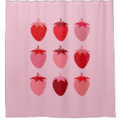 Rideaux De Douche Fraises Esthétiques Roses Et Rouges Préppines (Devant)