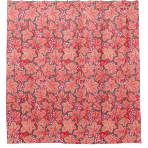 Rideaux De Douche Fraises et Feuilles Art Nouveau, Coral Orange