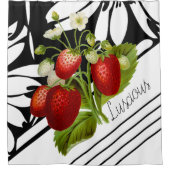 Rideaux De Douche Fraises Luscious sur Graphisme noir et blanc (Devant)