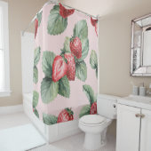 Rideaux De Douche Fraises mûres d'été : Aquarelle rose (En situation)