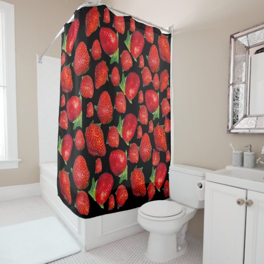 Rideaux De Douche Fraises rouges délicieuses, (En situation)