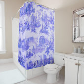Rideaux De Douche Français Bleu Blanc Toile Chinoiserie Style Rustiq (En situation)