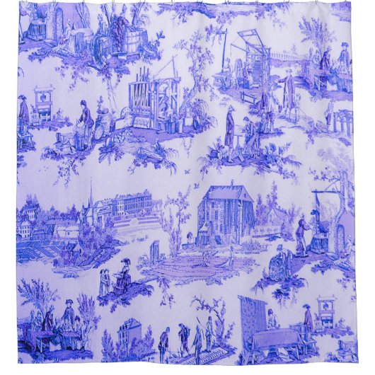 Rideaux De Douche Français Bleu Blanc Toile Chinoiserie Style Rustiq (Devant)