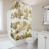 Rideaux De Douche Français Creme Toile Chinoiserie Style Rustique (En situation)