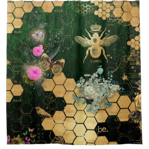 Rideaux De Douche française chic, victorienne, abeille, florale, feu
