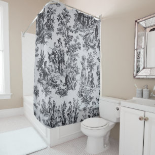 Rideaux De Douche Française toile de jouy noir et blanc élégant