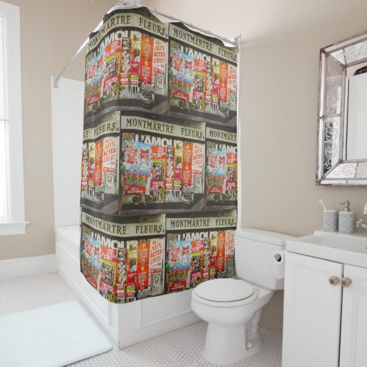 Rideaux De Douche France Paris Cityscape Montmartre Fleurs (En situation)