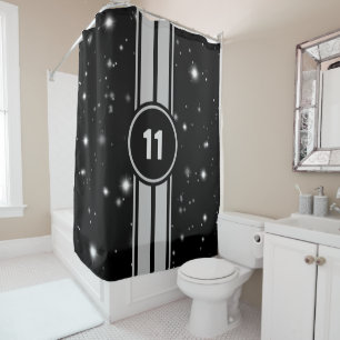 Rideaux De Douche Frappe de course noir et argent