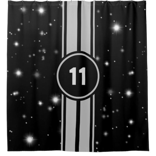 Rideaux De Douche Frappe de course noir et argent (Devant)