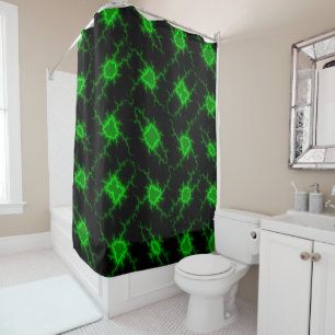 Rideaux De Douche Frappes de foudre verte Alien en Pitch noir