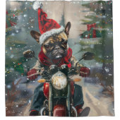 Rideaux De Douche French Bulldog Riding Moto Noël (Devant)
