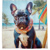 Rideaux De Douche French Bulldog sur la plage, cadeau d'été pour amo (Devant)