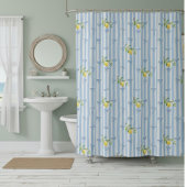 Rideaux De Douche French Country Lemon – Blue Stripe Bow Pattern