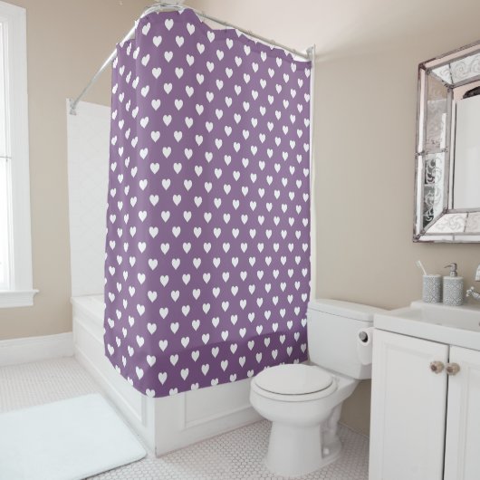 Rideaux De Douche French Lilac Moderne Coeurs Motif (En situation)