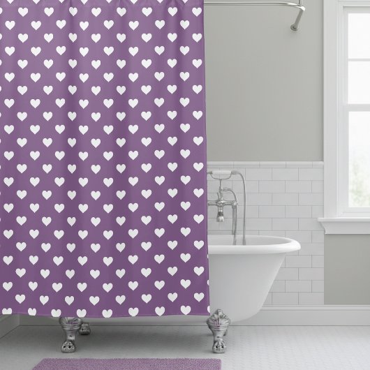 Rideaux De Douche French Lilac Moderne Coeurs Motif