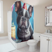 Rideaux De Douche Frenchie Birthday Bash : Un mignon Bulldog françai (En situation)