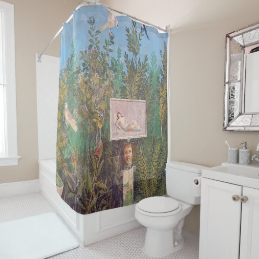 Rideaux De Douche Fresque d'une scène de jardin, Pompéi (En situation)