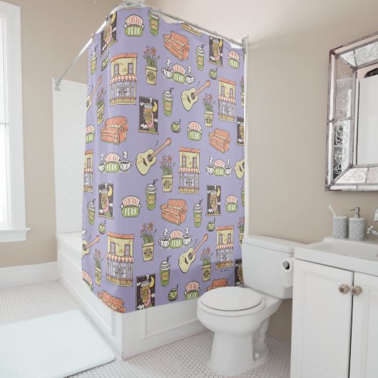 Rideaux De Douche FRIENDS™ | Motif d'icône violette (En situation)
