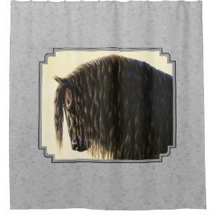 Rideaux De Douche Friesian Draft Horse Silver Grey